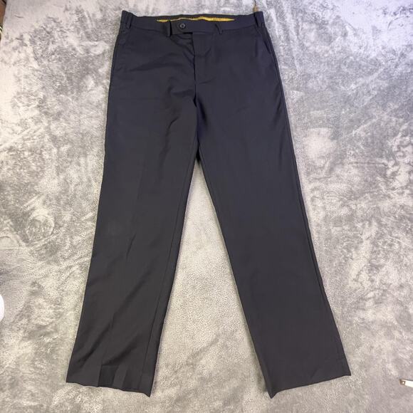 Adolfo Pants Mens 38x32 Black Wool Cashmere Super 140s Dress Slacks Flat Front - Picture 2 of 14